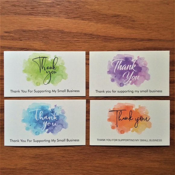 Thank You Cards Business 100 Supporting Small Business 4 Water color designs - Picture 1 of 4